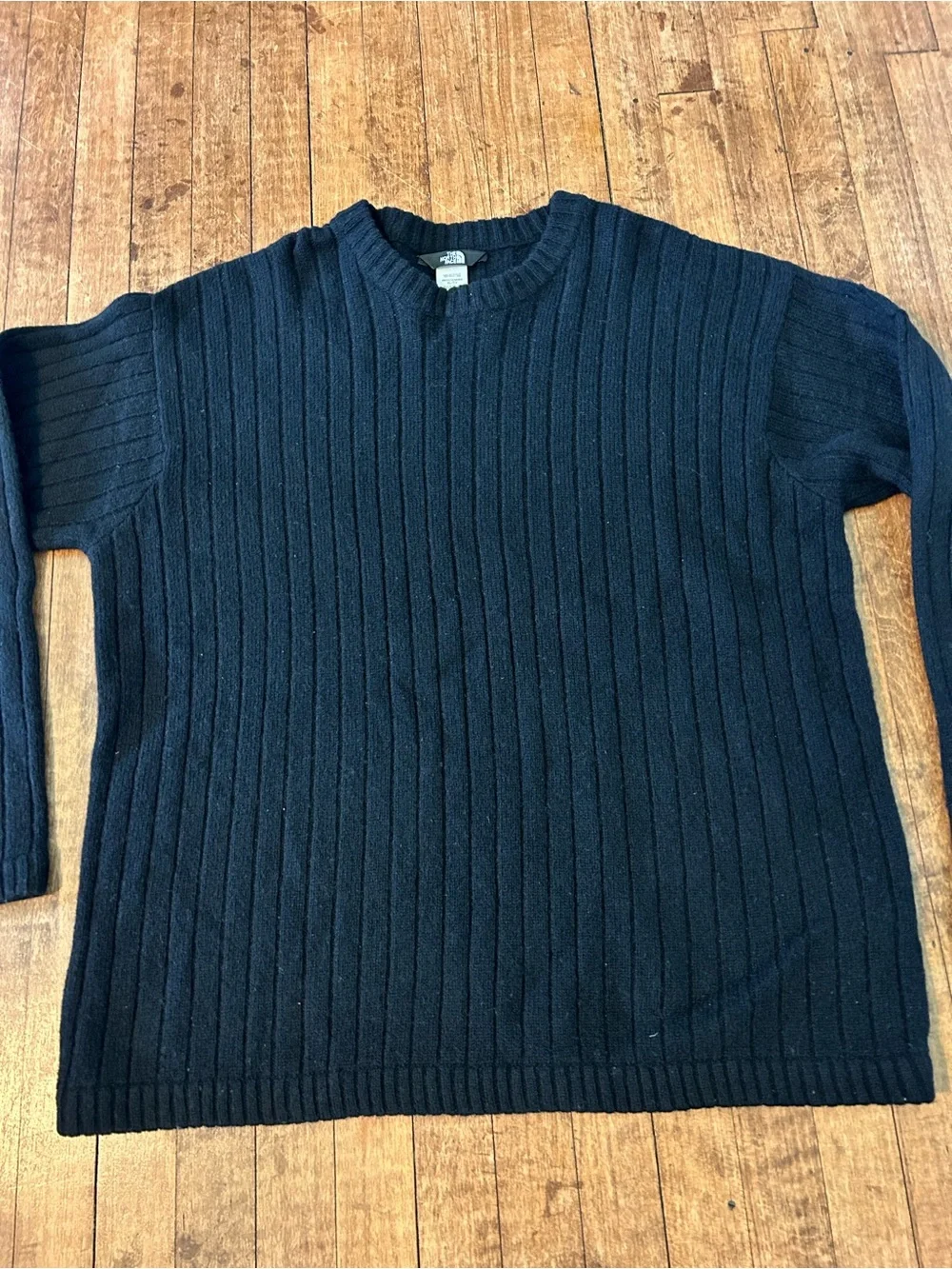 Vintage The North Face 100% Wool Ribbed Knit Sweater Men’s Size XL Black